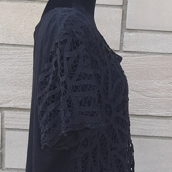 I.N.C Black Crocheted Black Top Size 1X - Picture 6 of 7
